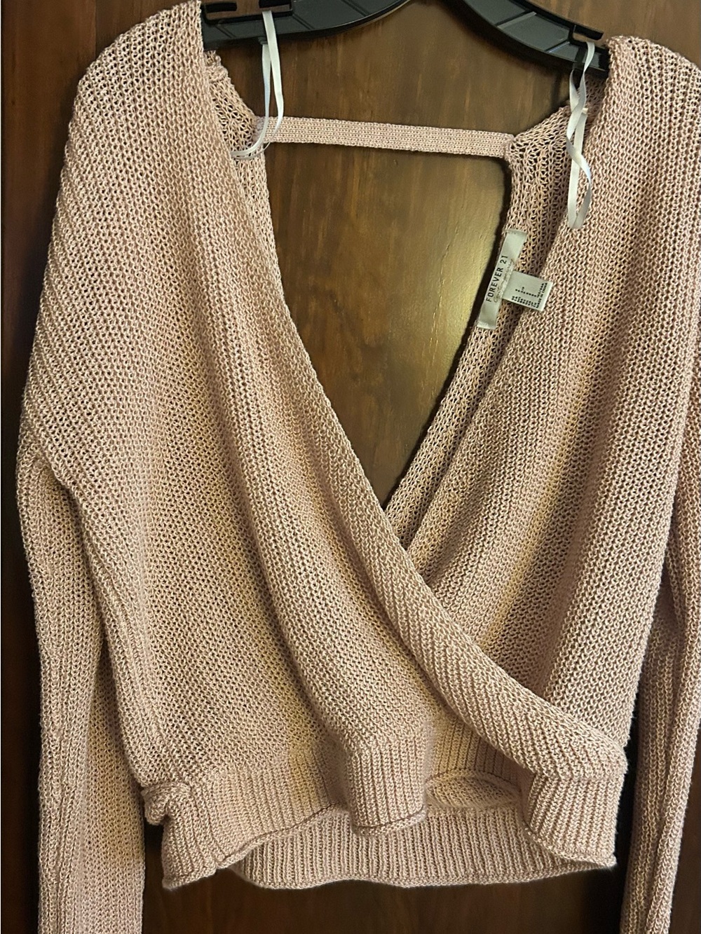 Forever 21 Blush Pink V-Neck Wrap Knit Sweater - Picture 3 of 4
